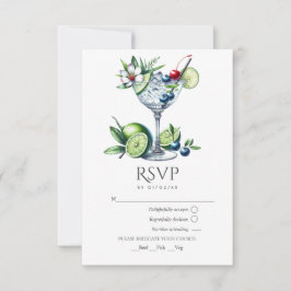 Cartons Réponse Mariage Moderne avec Cocktail Vert Citron
