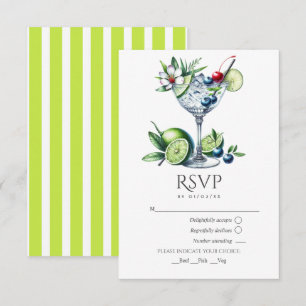 Cartons Réponse Mariage Moderne avec Cocktail Vert Citron