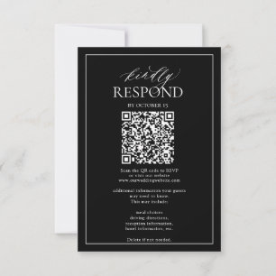 Cartons Réponse Mariage moderne avec monogramme noir et blanc, cod