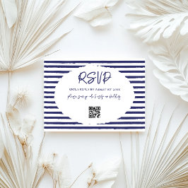 Cartons Réponse Mariage moderne bleu blanc rayures