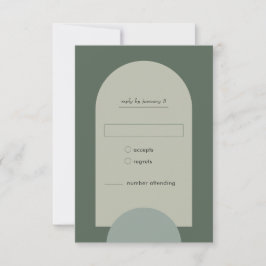 Cartons Réponse Mariage moderne Boho géométrique Sage Arche vert
