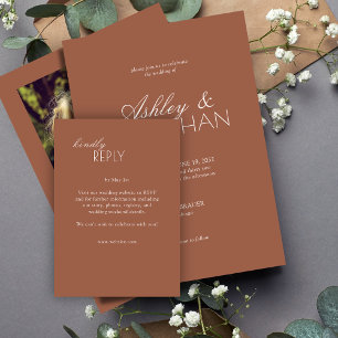 Cartons Réponse Mariage moderne centré sur la typographie