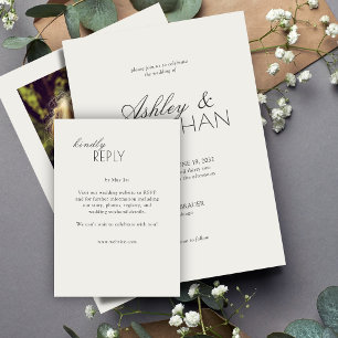 Cartons Réponse Mariage moderne centré sur la typographie