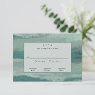 Cartons Réponse Mariage Moderne Chic et Abstrait de Teinte Cyan su