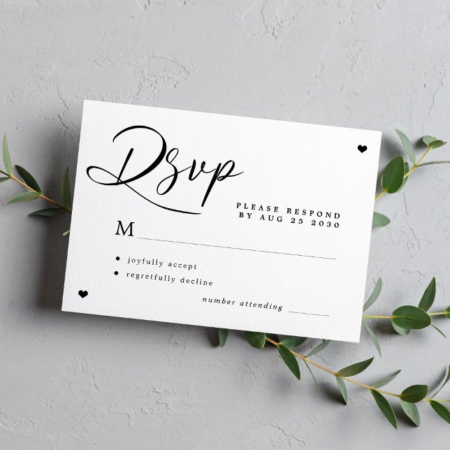 Cartons Réponse Mariage moderne contemporain noir et blanc (Créateur téléchargé)