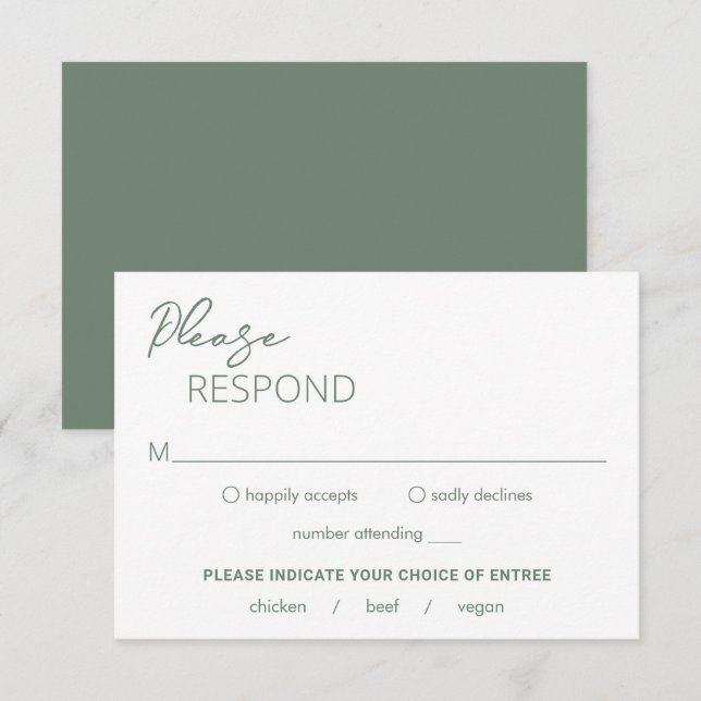 Cartons Réponse Mariage moderne minimaliste (Devant / Derrière)