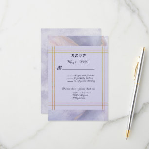 Cartons Réponse Mariage Moderne Minimaliste Or et Violet