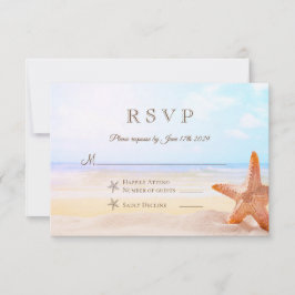 Cartons Réponse Mariage moderne Tropical Beach Starfish