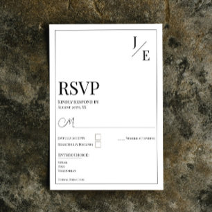 Cartons Réponse Mariage monogramme minimal   BLANCHE