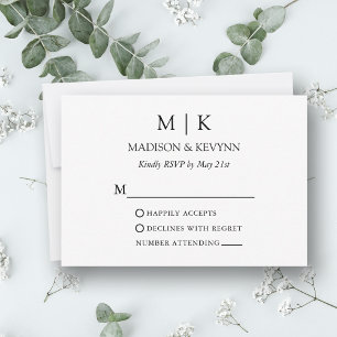 Cartons Réponse Mariage Monogramme minimaliste moderne