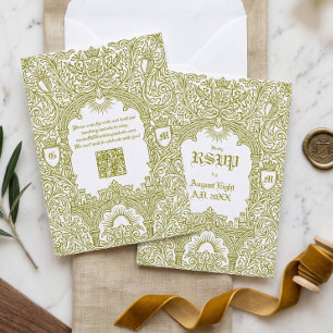 Cartons Réponse Mariage Monogramme Royal Château Médiéval Vintage
