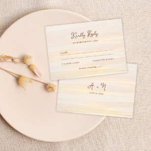 Cartons Réponse Mariage Monogramme Rustique Gold & Terracotta Scri