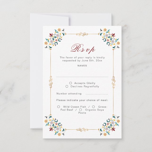 Cartons Réponse Mariage Motif classique complexe de géométrie vint (Devant)
