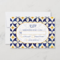 Mariage Motif vintage bleu et jaune portugais