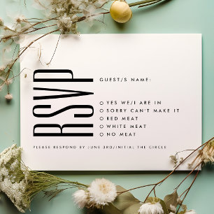 Cartons Réponse Mariage noir blanc minimaliste ultra simple modern