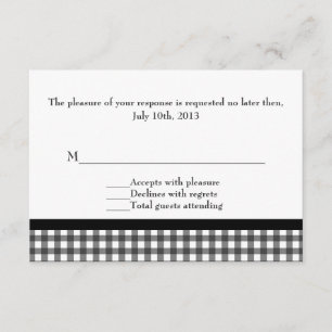 Cartons Réponse Mariage noir et blanc avec du charme de guingan