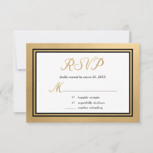 Cartons Réponse Mariage officiel noir or