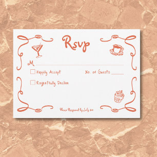 Cartons Réponse Mariage orangé de Sunset Retro Whimsical