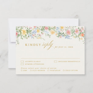 Cartons Réponse Mariage Orné de Pastel Doux Jardin de Printemps en