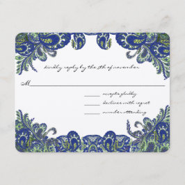 Cartons Réponse Mariage Paon Bleu et Vert