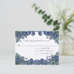 Cartons Réponse Mariage Paon Bleu et Vert