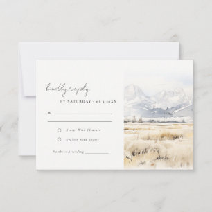 Cartons Réponse Mariage Paysage Aquarelle Jackson Hole Wyoming
