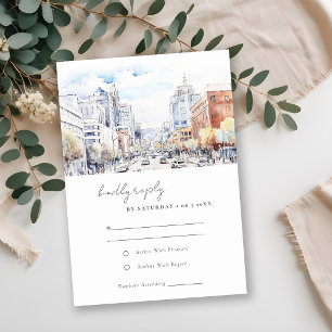 Cartons Réponse Mariage Paysage Aquarelle Omaha Nebraska