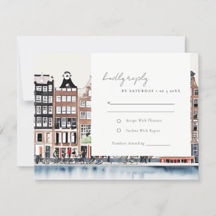 Cartons Réponse Mariage paysager du canal néerlandais d'Amsterdam