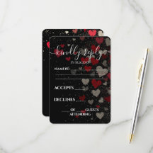 Mariage personnalisé Rétro Rouge Cœurs Tombants