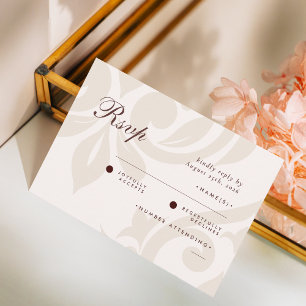 Cartons Réponse Mariage photo classique Damask Mahogany ivoire RSV