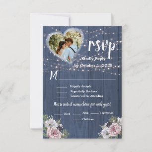 Cartons Réponse Mariage photo floral romantique rustique