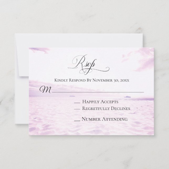 Cartons Réponse *~* Mariage photo Soft Beach Sea Sand Sky (Devant)