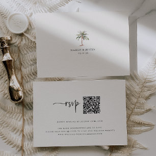 Cartons Réponse Mariage plage Beige sable Code QR