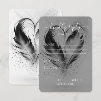 Cartons Réponse Mariage Plumes de Coeur Jolies
