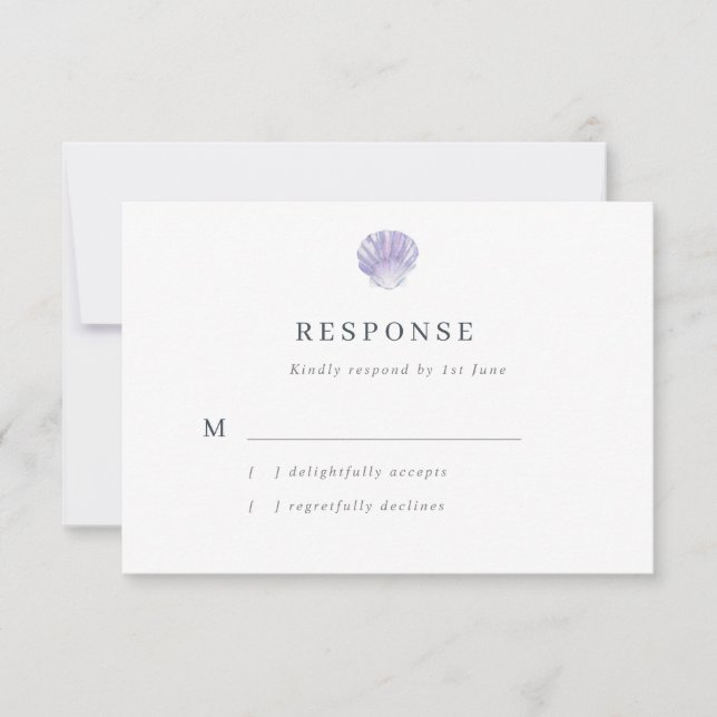Cartons Réponse Mariage pourpre de couleur d'eau moderne (Devant)