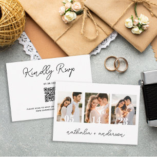 Cartons Réponse Mariage Qr Code Simple Modern Script