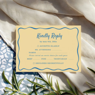 Cartons Réponse Mariage rayé jaune et bleu