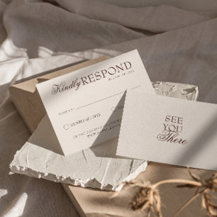 Cartons Réponse Mariage Rétro Argent Vieux Chic Chocolat Brun