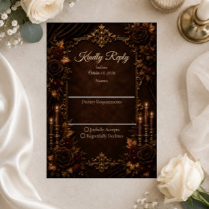 Cartons Réponse Mariage Romantique à la Lumière des Chandelles en