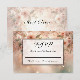 Cartons Réponse Mariage Romantique aux Fleurs de Cerisier Rouges