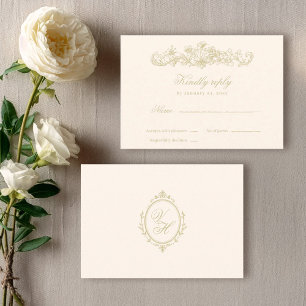 Cartons Réponse Mariage Romantique Classique Vintage Jardin Régenc