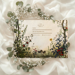 Cartons Réponse Mariage romantique dans un jardin sauvage