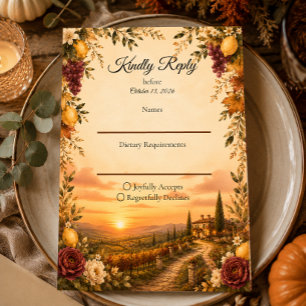 Cartons Réponse Mariage Romantique d'Automne Tuscan Rustique