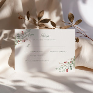 Cartons Réponse Mariage Romantique de Verdure d'Hiver