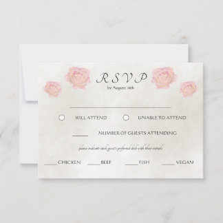 Cartons Réponse Mariage Rose d'aquarelle simple et intemporelle