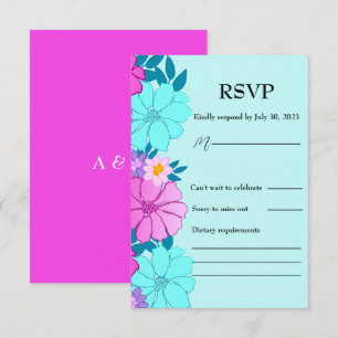 Cartons Réponse Mariage rose et Turquoise