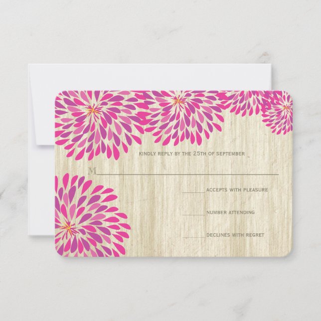 Cartons Réponse Mariage rose moderne Floral Chrysanthemum (Devant)