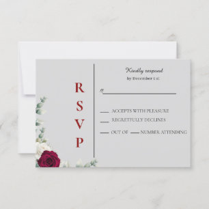 Cartons Réponse Mariage Rose rouge et blanc