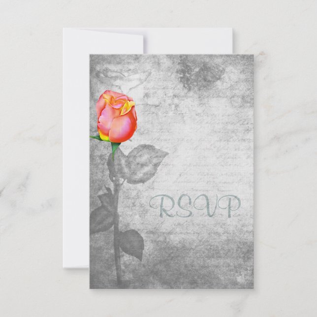 Cartons Réponse Mariage Rose vintage pour la paix (Devant)