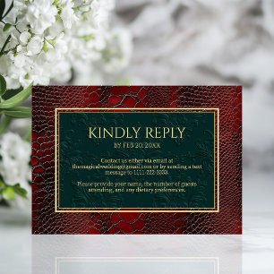 Cartons Réponse Mariage rouge victorien en cuir Snakeskin